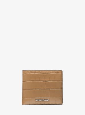 MK Hudson Crocodile Embossed Leather Billfold Wallet - Natural - Michael Kors Michael Kors Mens