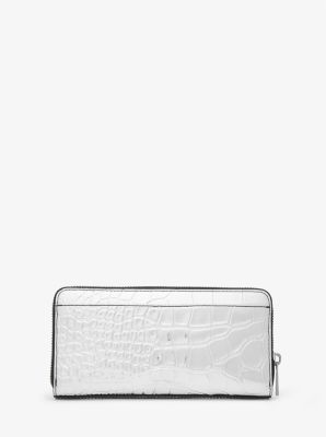 Hudson Metallic Crocodile Embossed Leather Zip-Around Wallet image number 2