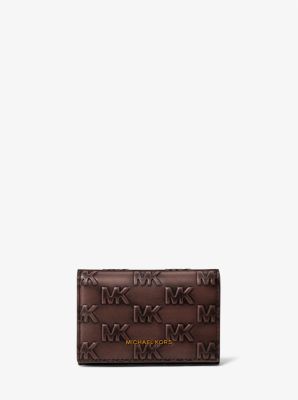 Colby Logo Embossed Burnished Leather Card Case