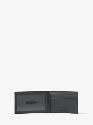Hudson Metallic Signature Logo Billfold Wallet With Passcase in BLACK | Michael Kors