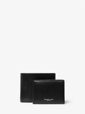 Arriba 36+ imagen michael kors harrison crossgrain leather billfold wallet with passcase