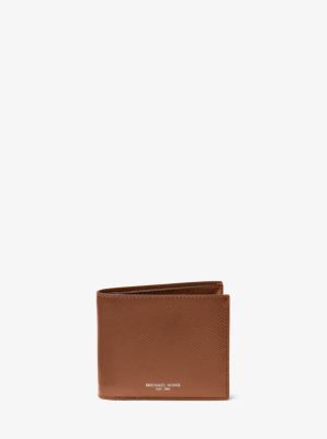 Harrison Crossgrain Leather Billfold Wallet With Passcase in LUGGAGE | Michael Kors