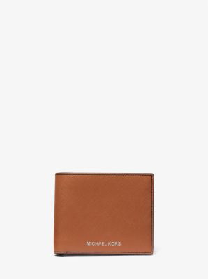 Portefeuille compact Varick en cuir saffiano avec porte-cartes