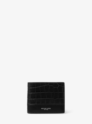 Saint Laurent Men's Crocodile-Embossed Money Clip Wallet