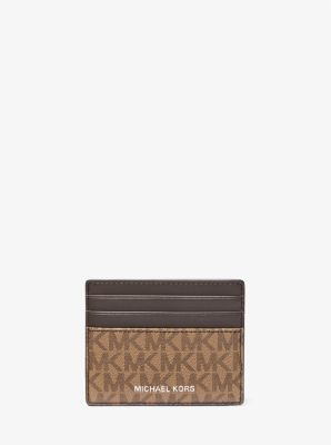 Greyson Logo Tall Card Case in HUSK | Michael Kors