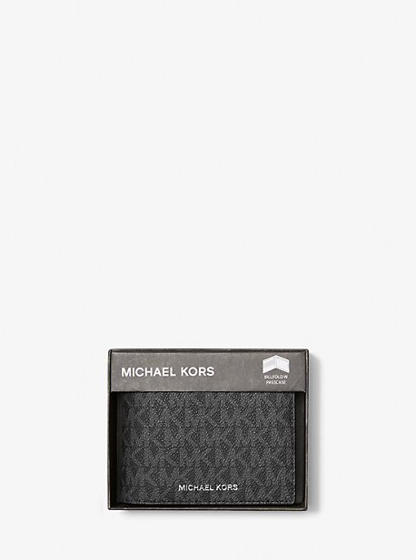 MK Harrison Logo Billfold Wallet With Passcase - Black - Michael Kors