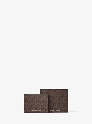 MK Brieftasche Harrison Mit Logo Und Ausweishülle - Braun