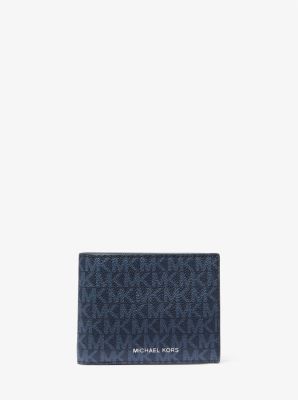 MK Harrison Logo Billfold Wallet With Passcase - Blue - Michael Kors