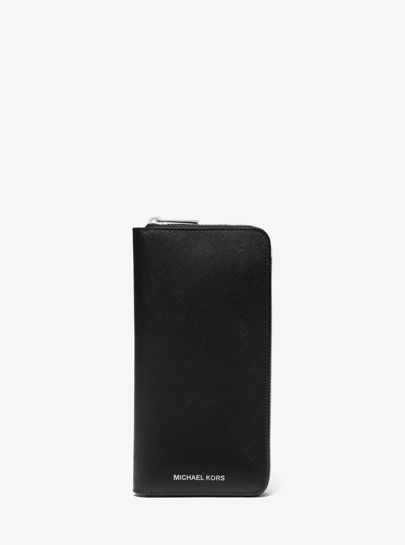 MK Henry Saffiano Leather Zip-Around Wallet - Black - Michael Kors