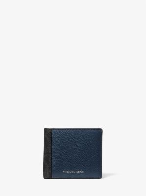 Hudson Logo Embossed Pebbled Leather Billfold Wallet