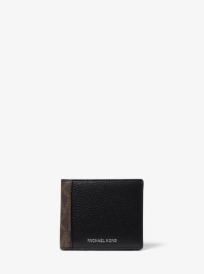 Hudson Logo-Trimmed Pebbled Leather Billfold Wallet