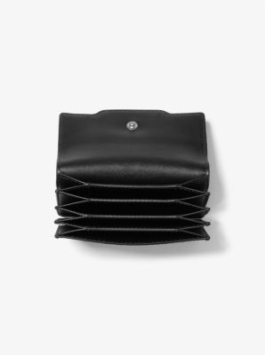 Monogrammed Leather Accordion Card Holder