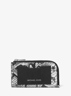 Michael Kors Black & White Logo Zip-Around Cooper Leather Wallet, Best  Price and Reviews