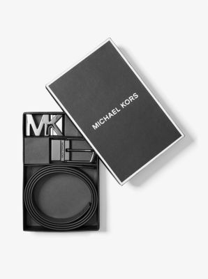 Michael Kors Men's 4 In 1 MK Logo Leather Reversible Belt Box Set  ADMRL/PLBLUE