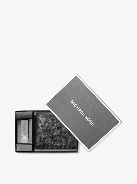 Crossgrain Leather Slim Billfold Wallet and Bill Clip Set