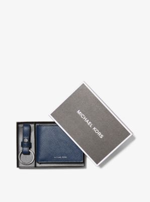 mk black leather wallet
