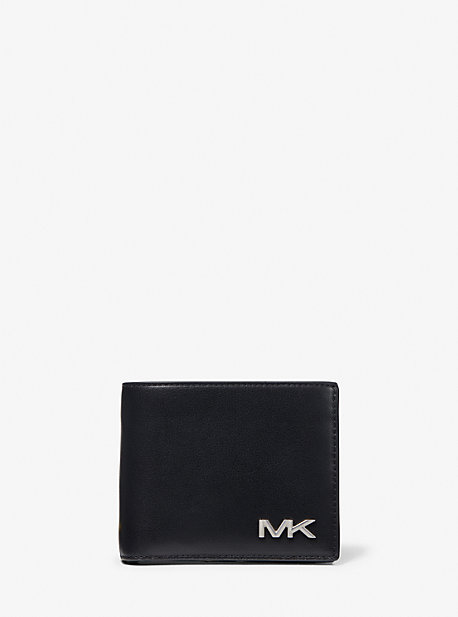 MK Varick Leather Billfold Wallet With Passcase - Black - Michael Kors