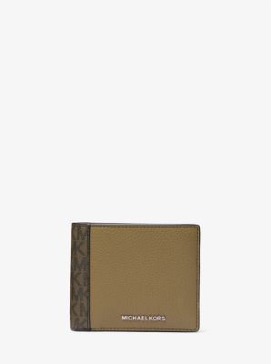Hudson Leather and Signature Logo Billfold Wallet With Coin Pouch