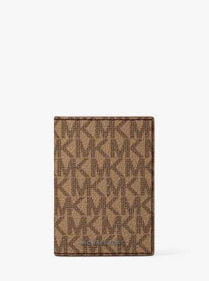 MK Bifold-Kartenetui Hudson Mit Signature-Logomuster - Natur
