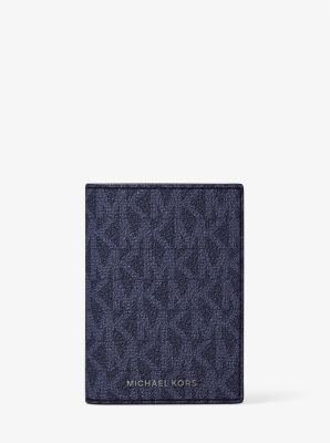 MK Bifold-Kartenetui Hudson Mit Signature-Logomuster - Blau