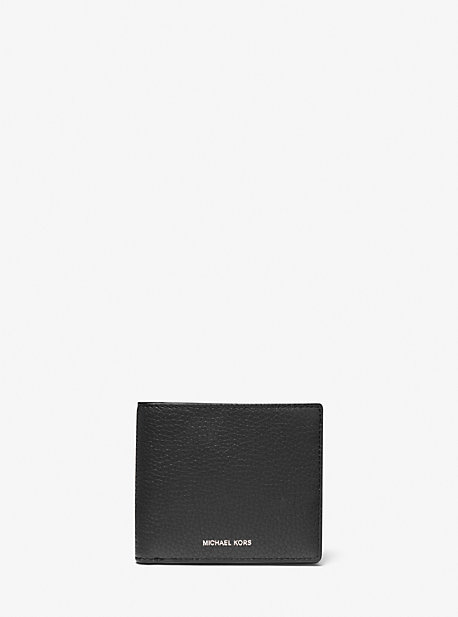 MK Hudson Pebbled Leather Billfold Wallet - Black - Michael Kors