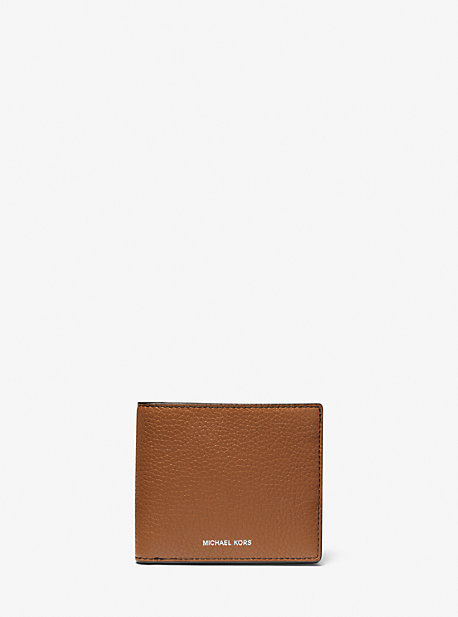 MK Hudson Pebbled Leather Billfold Wallet - Luggage Brown - Michael Kors