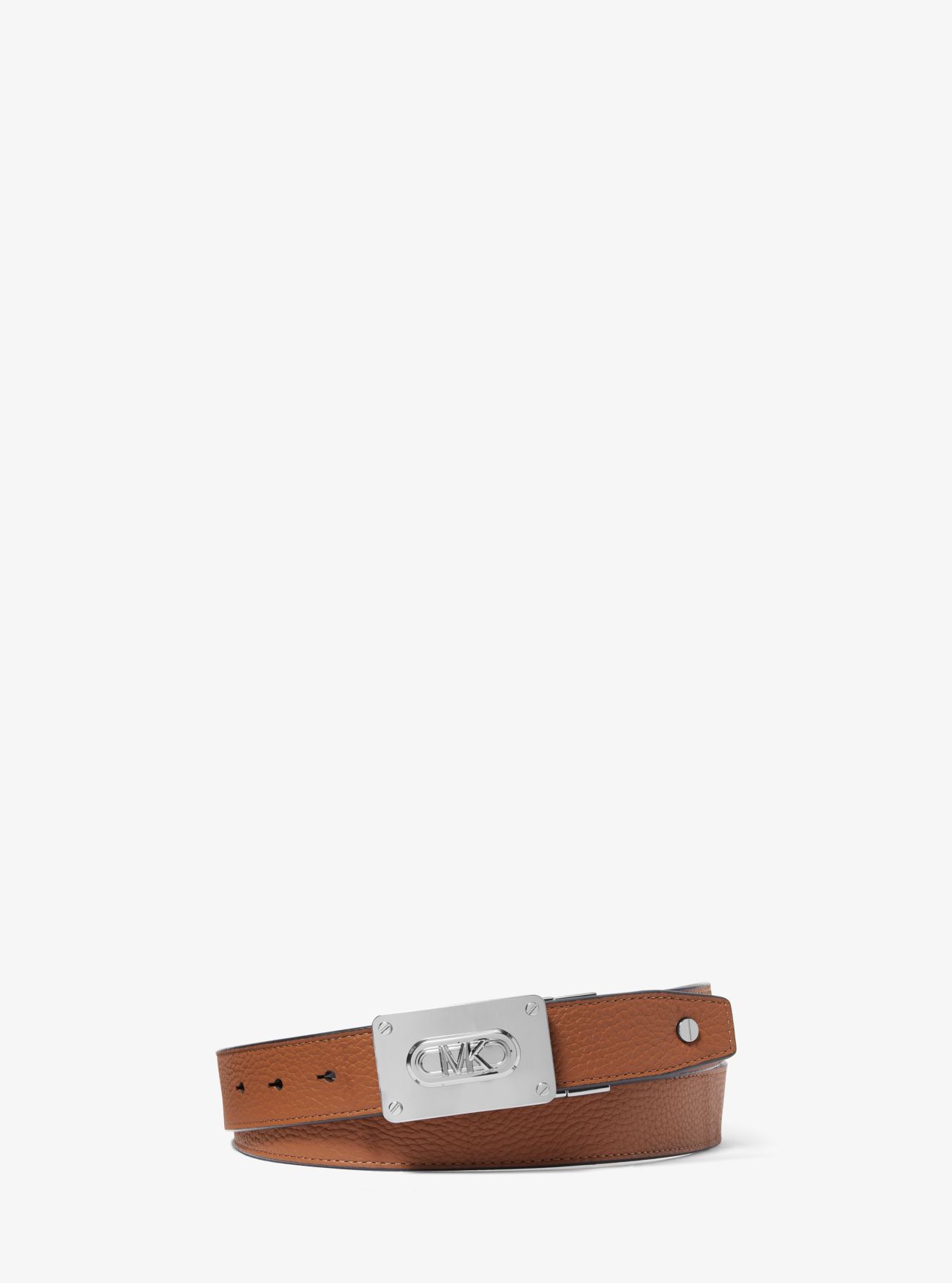 MK Reversible Logo and Leather Belt - Brown - Michael Kors