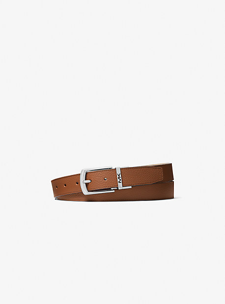 Shop Michael Kors Reversible Pebbled Leather Belt In Brown