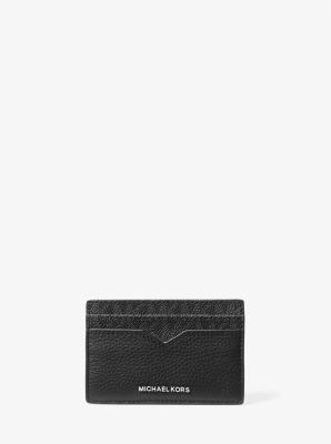 Étui pour cartes avec pince à billets Hudson en cuir grainé à logo Signature