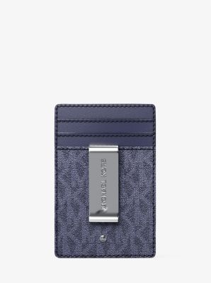 Hudson Pebbled Leather and Signature Logo Money Clip Card Case