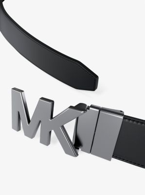 Cintura reversibile in pelle con logo goffrato e fibbia in CUOIO/NERO | Michael Kors