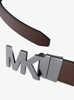 Cintur&oacute;n reversible de piel con hebilla y logotipo en relieve