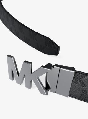 Cintur&oacute;n reversible de piel con hebilla y logotipo en relieve