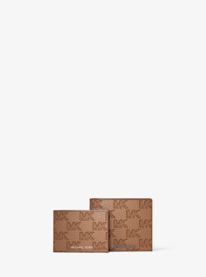 MK Brieftasche Hudson Und Ausweishülle Aus Leder Mit Logoprägung - Braun