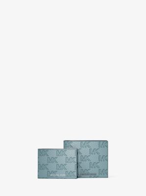 Porte-billets Hudson en cuir gaufr&eacute; &agrave; logo et &agrave; rabat