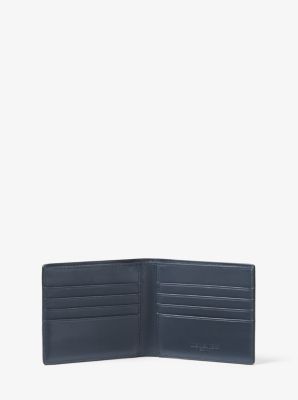 Salvatore Ferragamo Men's Navy Blue 100% Leather Logo Print Bifold