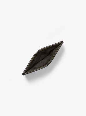 Hudson Embossed Pebbled Leather Tall Card Case in OLIVE | Michael Kors