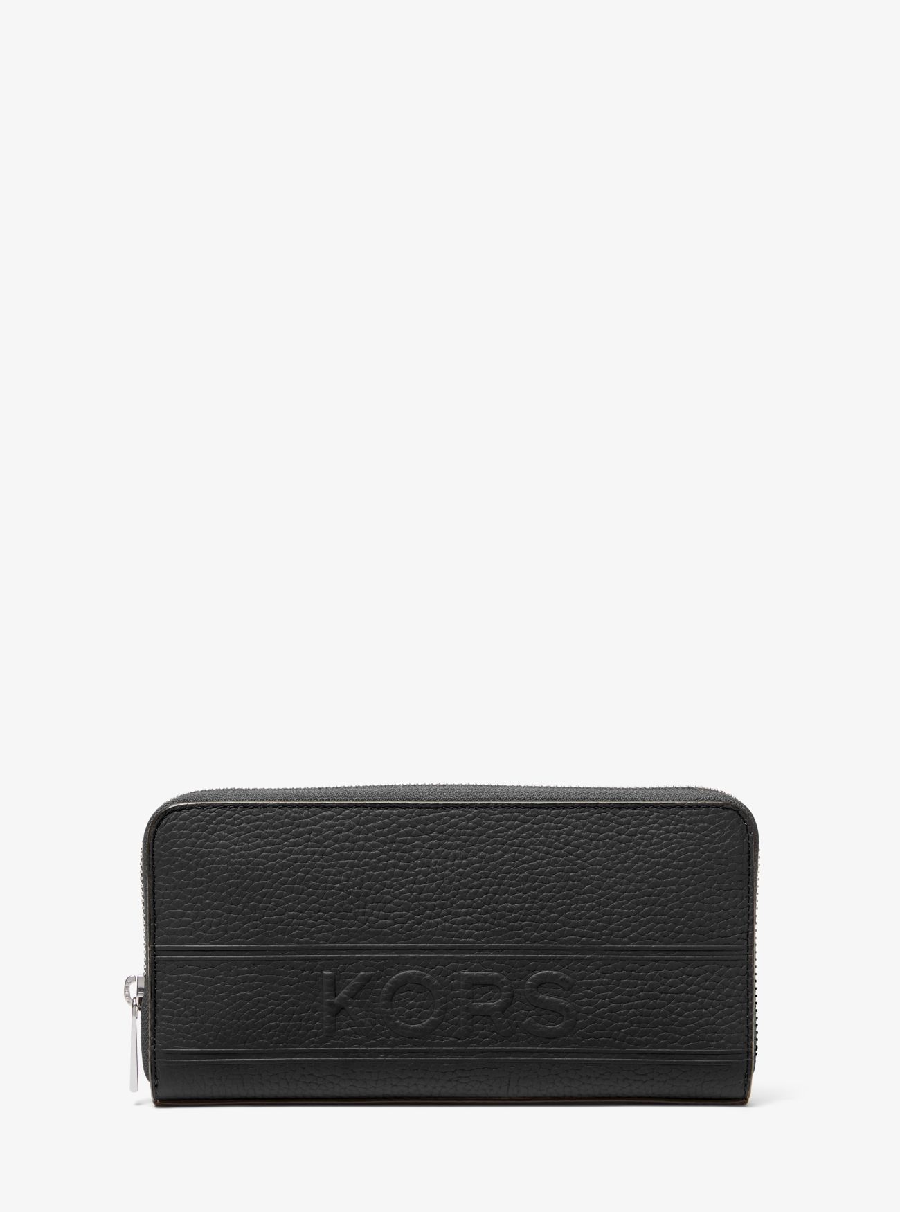 MK Hudson Pebbled Leather Zip-Around Wallet - Black - Michael Kors