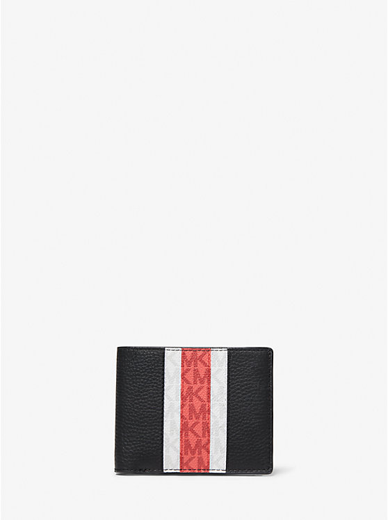 Pebbled Leather and Logo Stripe Billfold Wallet With Passcase Gift Set image number 0