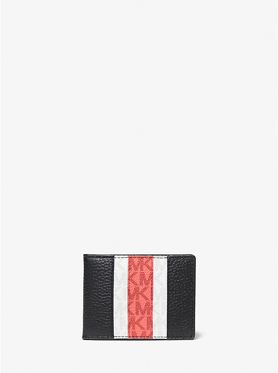 Pebbled Leather and Logo Stripe Billfold Wallet With Passcase Gift Set image number 2