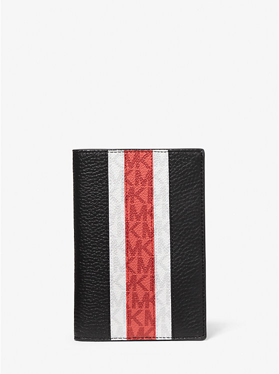 Pebbled Leather and Logo Stripe Passport Wallet and Luggage Tag Gift Set image number 0