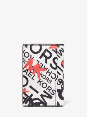 Porte-cartes Hudson &agrave; deux rabats et &agrave; logo dispers&eacute; in COMBINAISON BLANC | Michael Kors