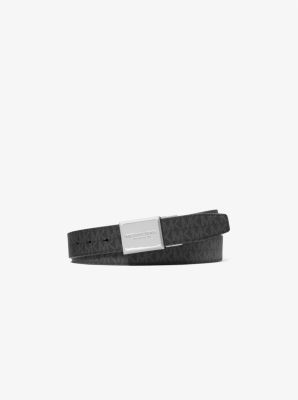 Shop Michael Kors Reversible Logo And Leather Belt In Black