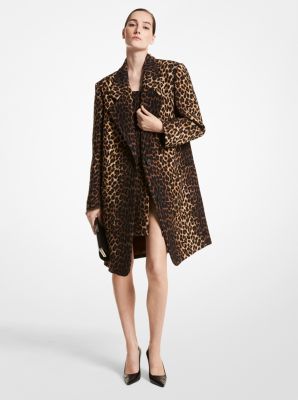 Leopard Wool Strapless Dress