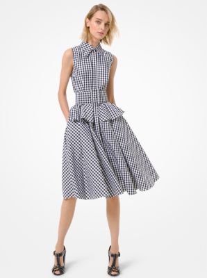 Gingham Poplin Belted Shirtdress Michael Kors