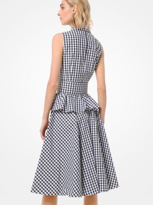 Gingham Poplin Belted Shirtdress