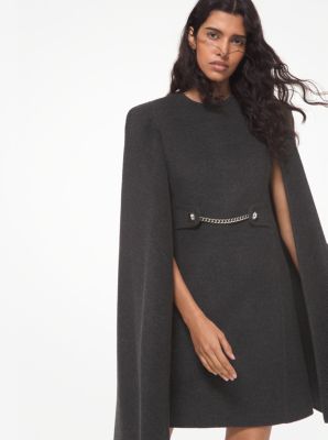 Embellished Double Face Cashgora Blend Cape Dress in CHARCOAL | Michael Kors