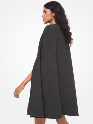 Embellished Double Face Cashgora Blend Cape Dress in CHARCOAL | Michael Kors