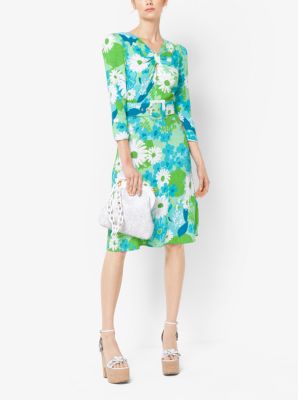 Floral Crepe-Sabl&eacute; Dress