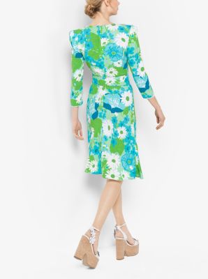 Floral Crepe-Sabl&eacute; Dress